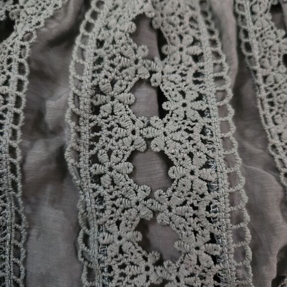 Savannah 7s Western Chic Elan Green Off-Shoulder Blouse‎ Lace Trim Women's Small - Picture 4 of 10